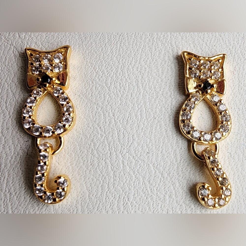 Rachel Zoe Sterling Silver and Cubic Zirconia Cat Stud Earrings